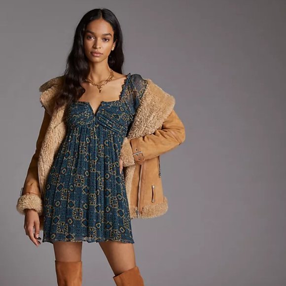 Anthro Let Me Be Babydoll Mini Dress 2X